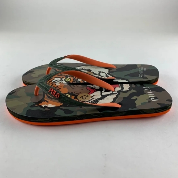 NWOT Men's Ralph Lauren Polo Whittlebury II Camo Tiger Flip-flops - Picture 4 of 6